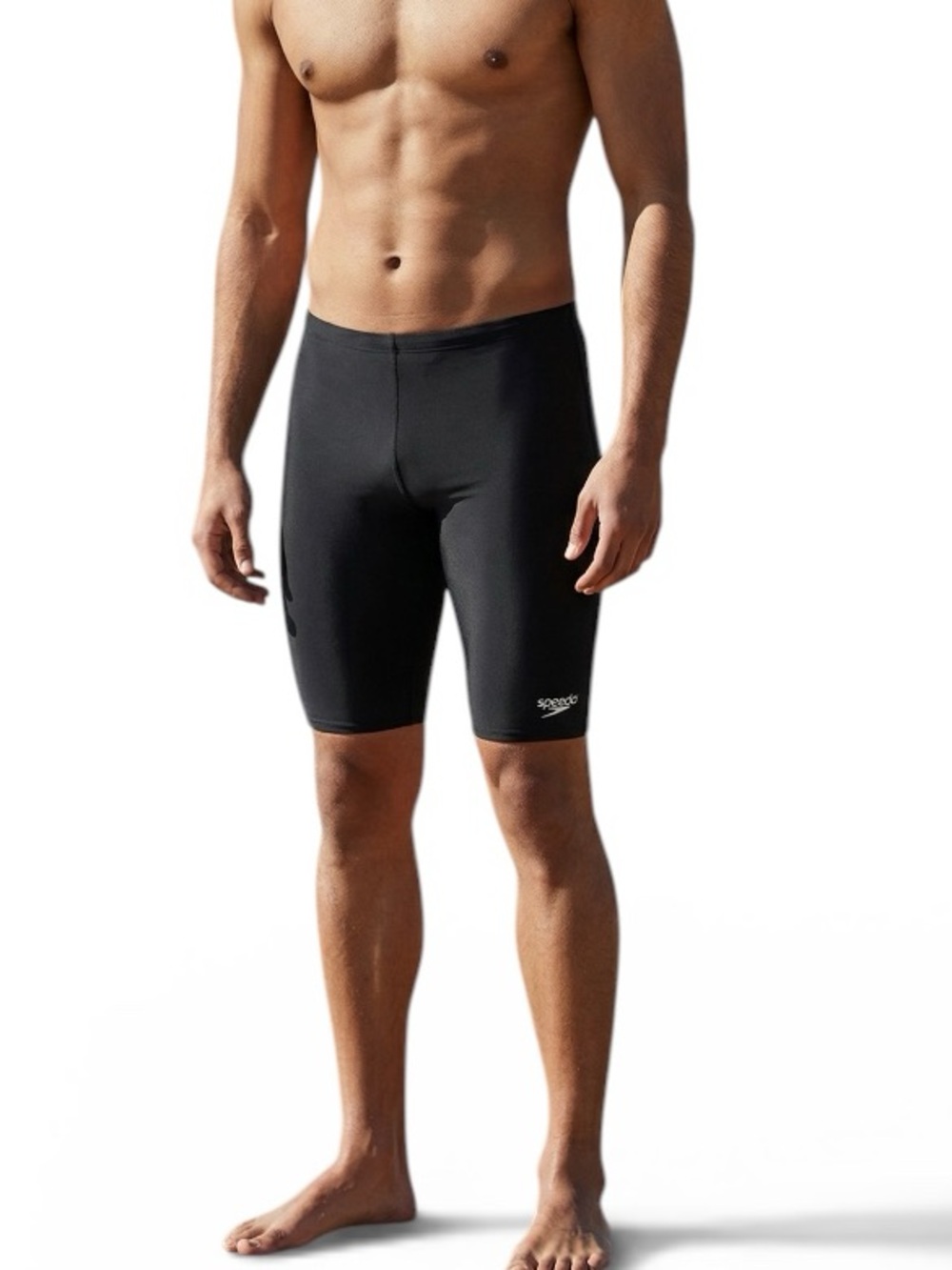 Speedo Endurance Solid Jammer Long Swim Black Performance Drawstring Sz 34 NWT